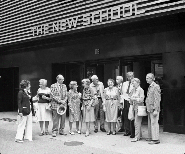 Group photo with Hy Hirsch outside the 12th St. building