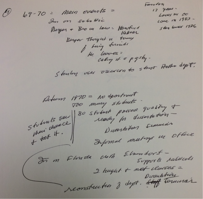 Anthropology and Sociology Department split notes, circa 1975, Arthur J. Vidich papers