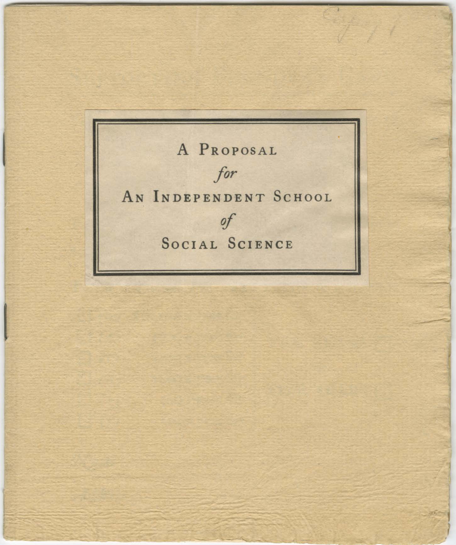 Cover of a cream colored pamphlet with black typed text.