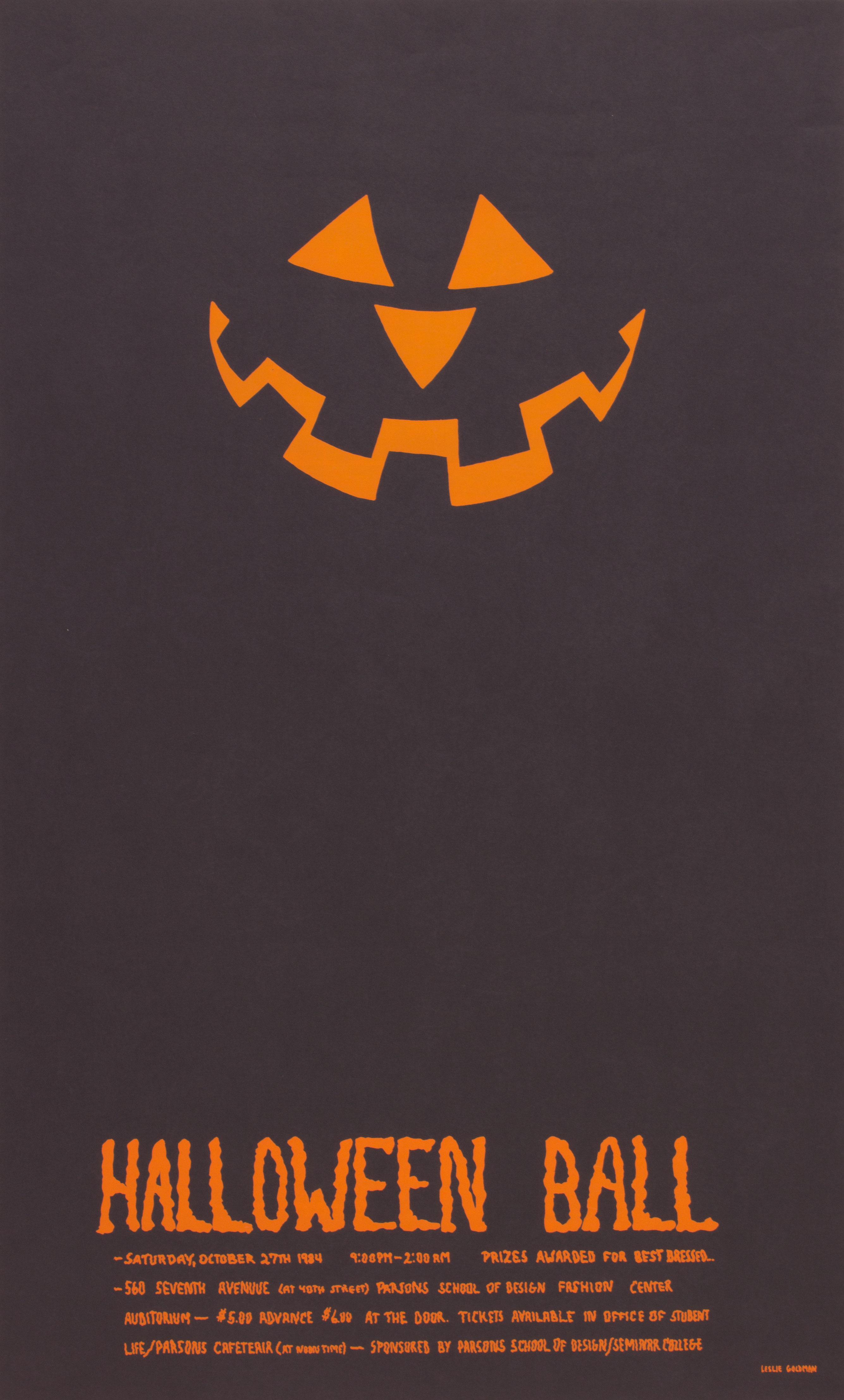 poster with jack o lantern face in orange against a black background