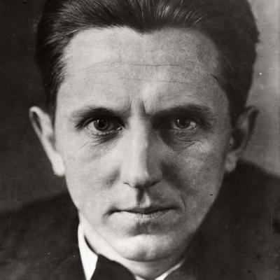 Black and white photograph of a man's face. 