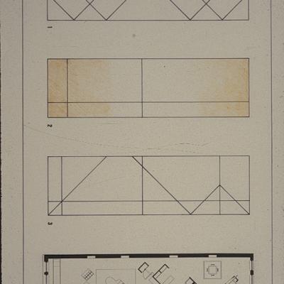 Drawing of four different plan diagrams for loft interiors