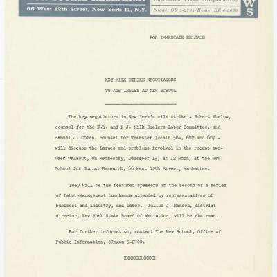 A document relating to the negotiations from the New York's milk strike